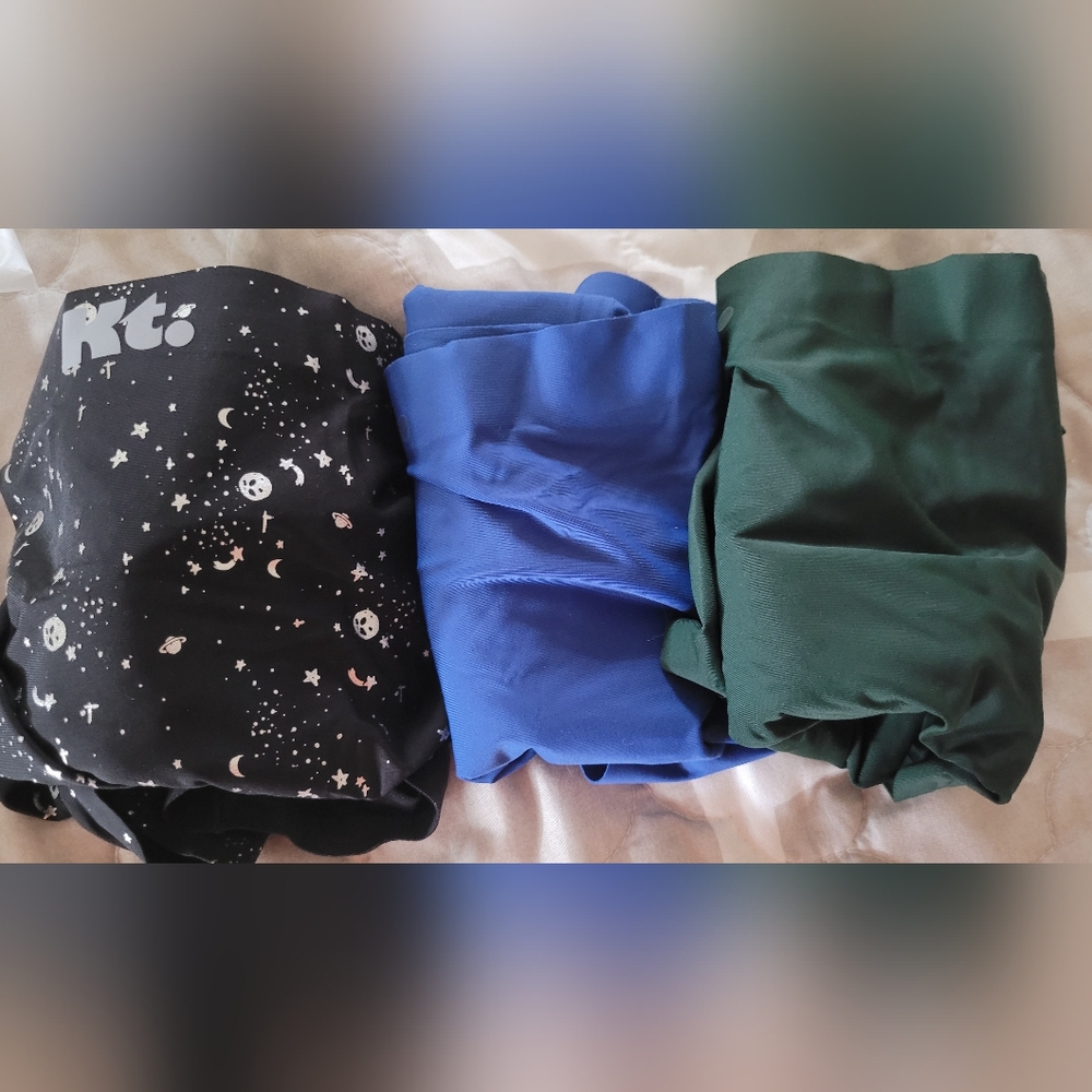 knix Womens Panties 3-Pack — Black Star Print, Blue, Dark Green